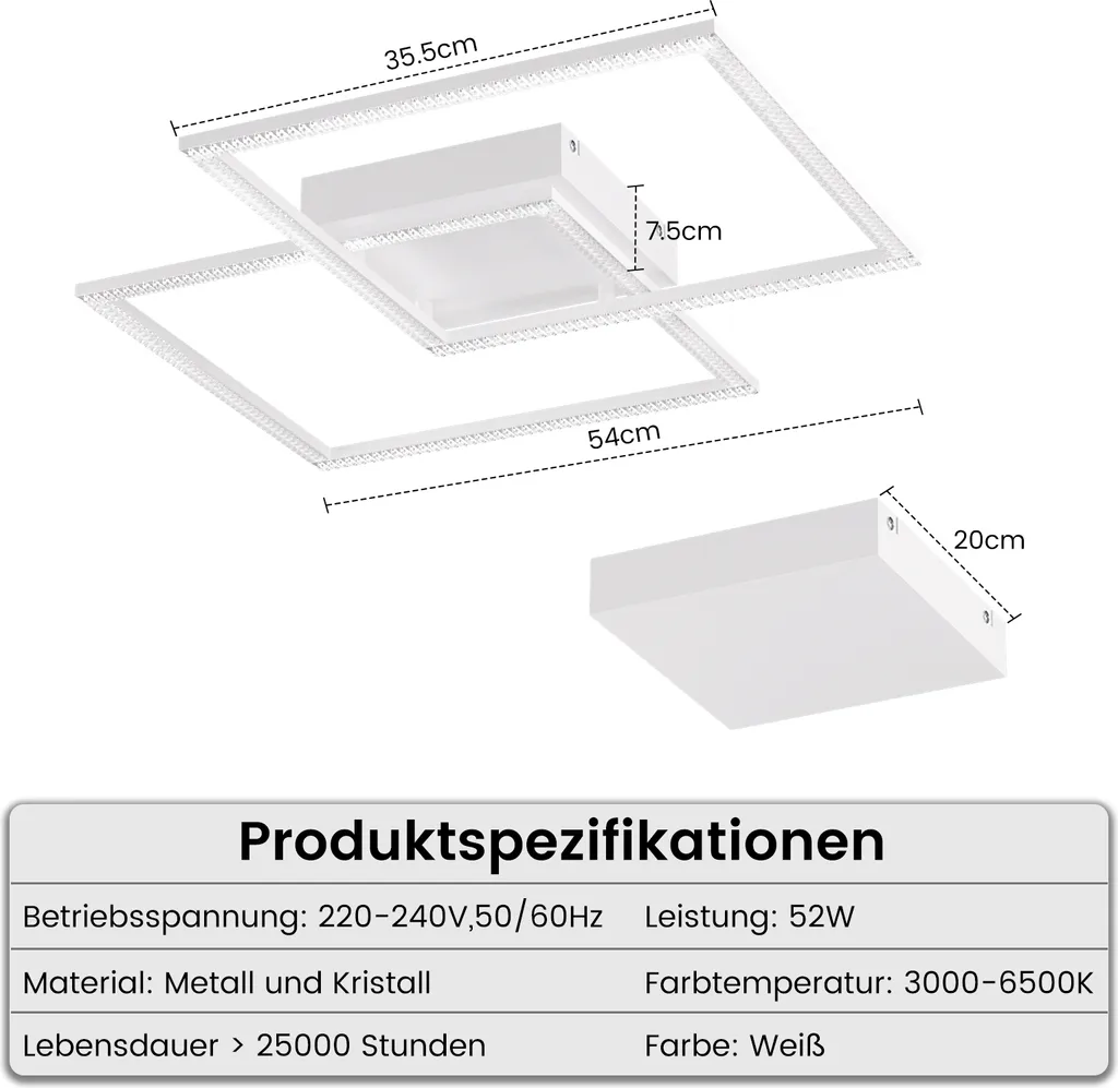 Plafonnier Salon LED 52W - Solution Éclairage Design et Économique - 4