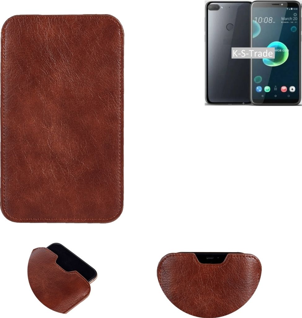 K-S-Trade Schutzhülle Handyhülle kompatibel mit HTC Desire 12+ Handytasche Kunstleder Sleeve in braun