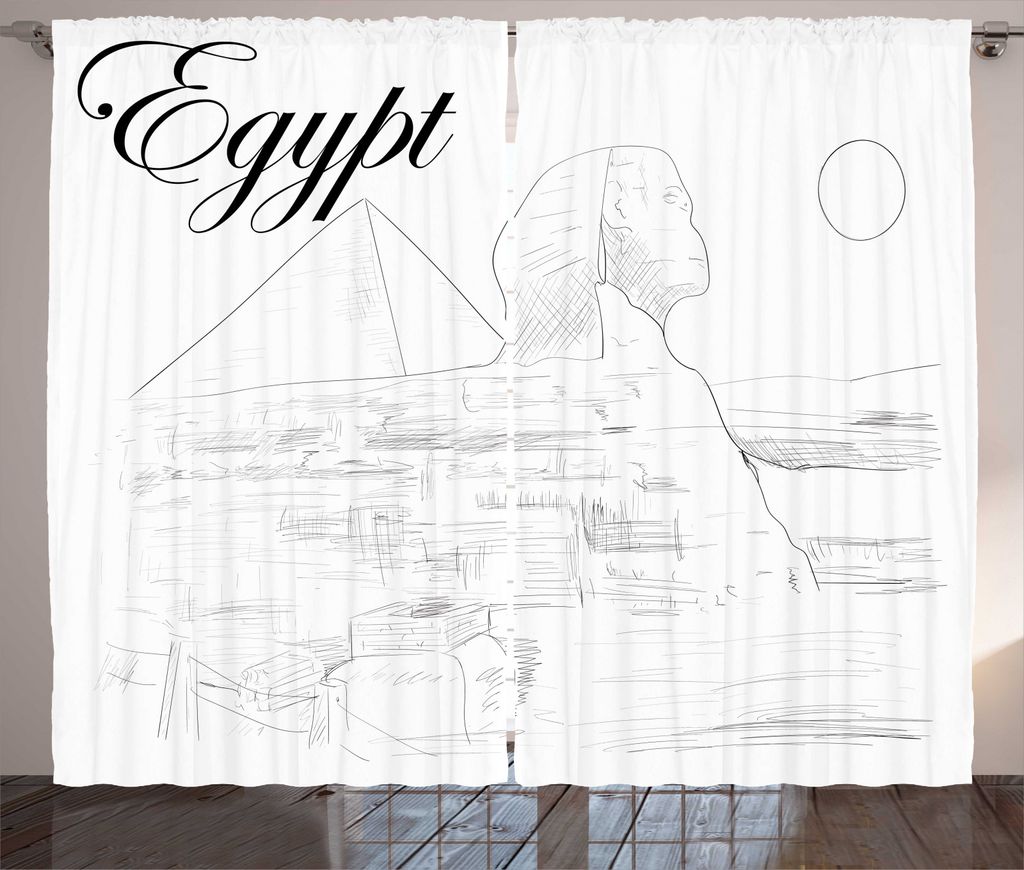 ABAKUHAUS Egyptian drucken Rustikaler Vorhang, Historische Architektur Kunst, Wohnzimmer Universalband Gardinen mit Schlaufen und Haken, 280 x 225 ...