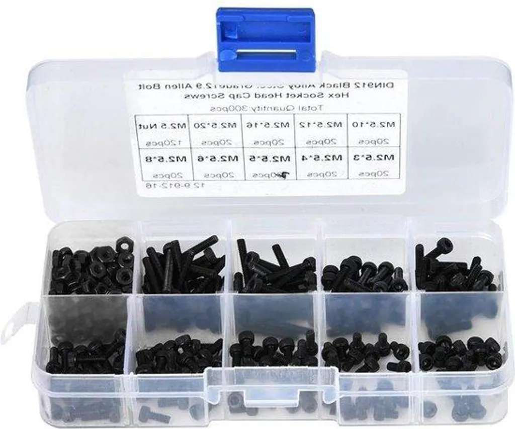 Tournevis M25 en Acier Trempé Noir Classe 12.9 avec 300 Embouts Robustes