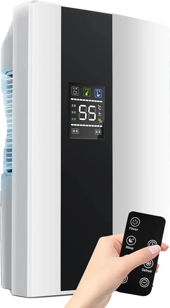 Déshumidificateur purificateur d'air design compact et transparent prise UE