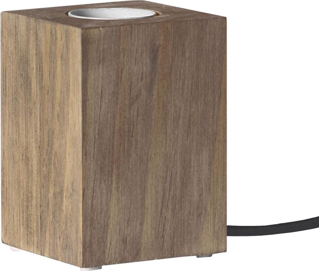 Lampenhalterung LYS - Tischleuchte - E27 - H: 10cm - stehend - Kabel mit Schalter - Holz - braun