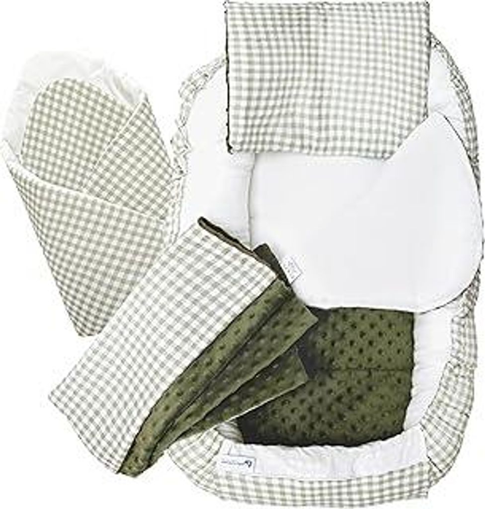Medi Partners Babynest Nestchen Baby Set für Neugeborene - 100x60x15 Kuschelnest 5 teilig tragbar Nest zweiseitig Babynestchen Bett 100% Baumwolle...