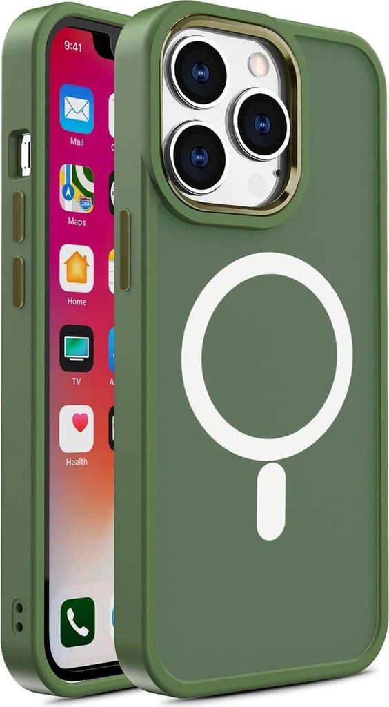 Gepanzerte magnetische iPhone 14 MagSafe Color Matte Hülle – Grün Handyhülle