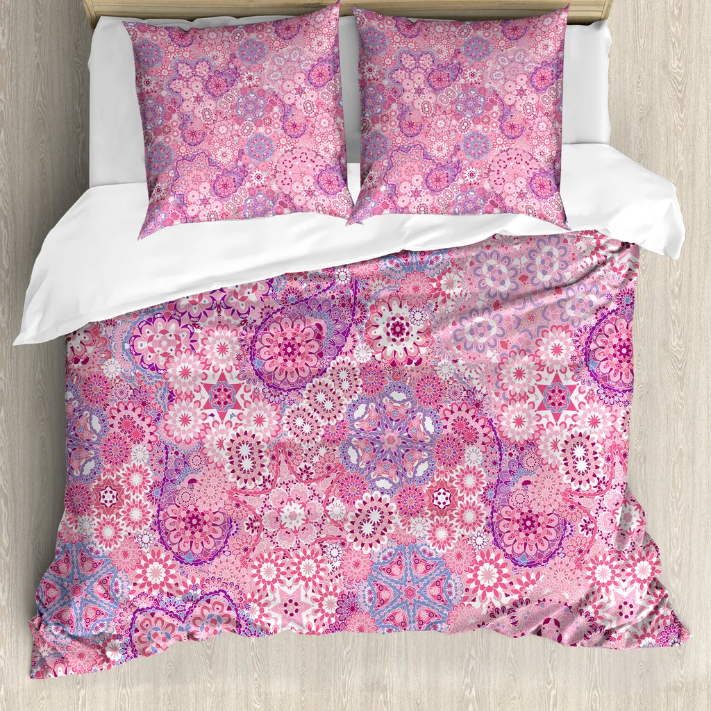 Set Copripiumino Boho-Chic ABAKUHAUS Rosa Malva 200x200 | Anti-Allergie