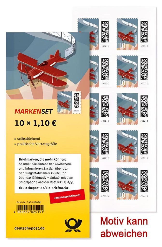 Briefmarke 1,10 Bogen, Motiv 10er Packung, vom Umtausch Produktbild 