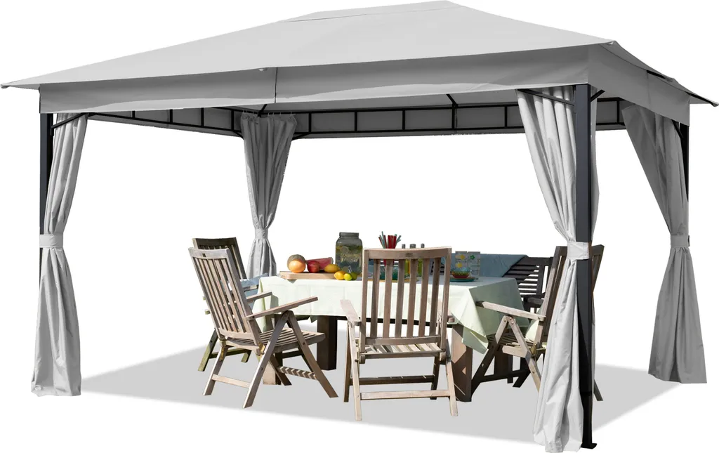 Abri de Terrasse 3x4 m gris pour repas en famille et réceptions