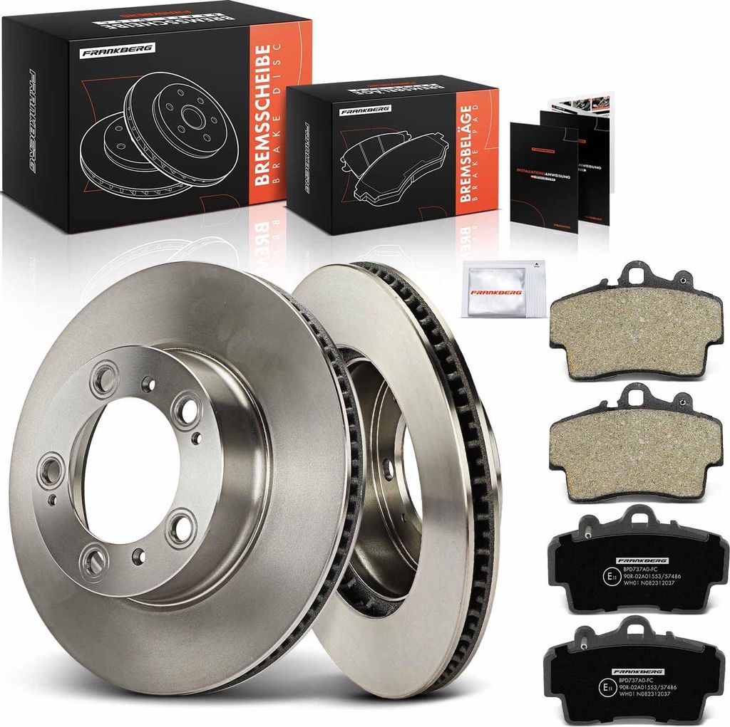 Frankberg 2x Bremsscheiben 4x Bremsbeläge Vorderachse für Porsche Boxster 986 2.5L 2.7L 1996-2004