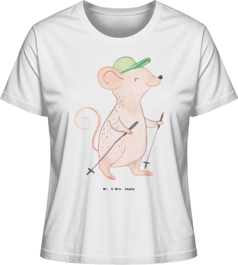 Mr. & Mrs. Panda Kurzarmshirt Damen Maus Walking Größe XL - Weiß - Geschenk, T-Shirt, Spazieren gehen, Basic, Shirt, Schnelles, Oberteil, Damens...