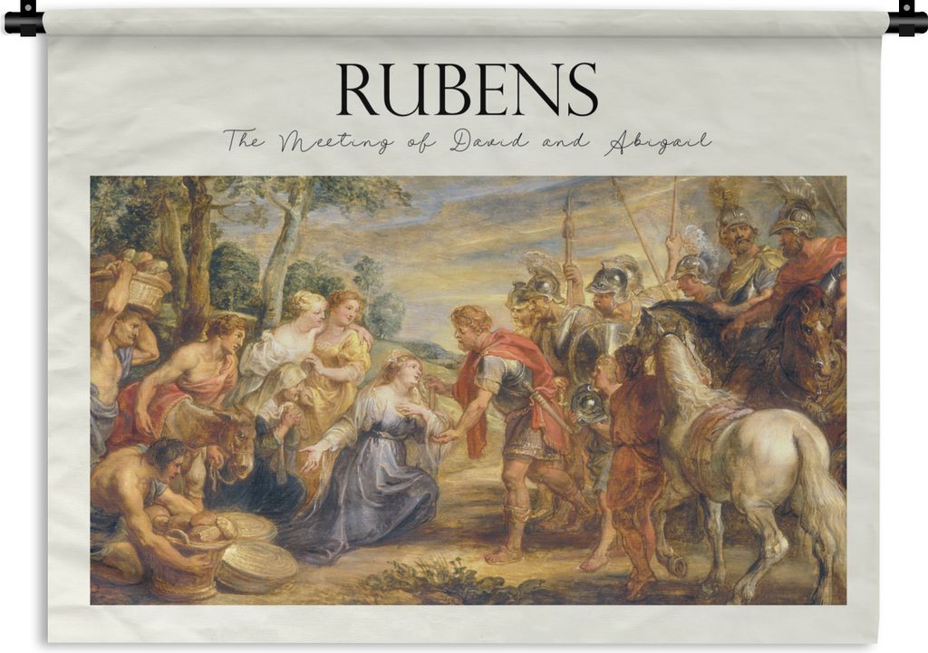 MuchoWow Wandteppich Wandbehang Die Begegnung von David und Abigail - Peter Paul Rubens 150x112 cm Tapisserie Dekoration Wandtuch - Wanddecke - W...