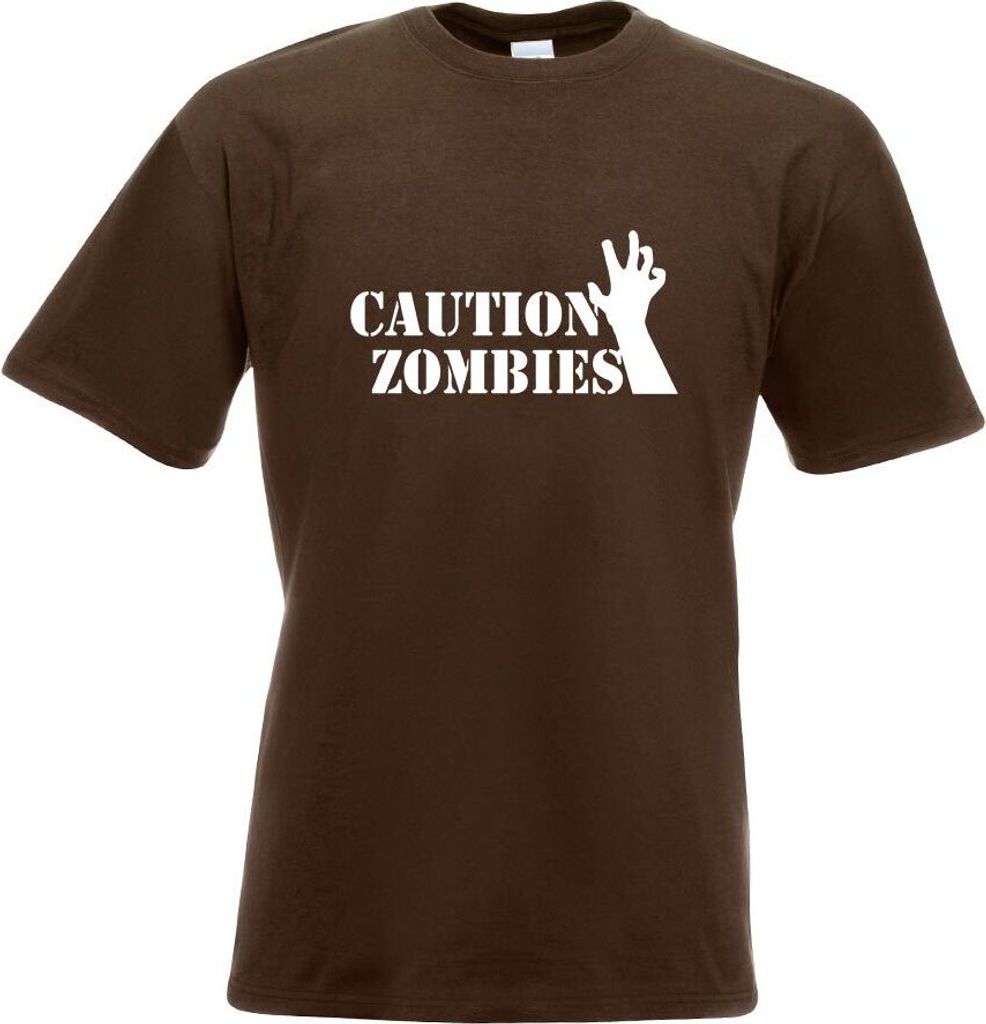 Kiwistar - T-Shirt - Chocolate - Caution Zombies Motiv Bedruckt Funshirt Design Print - mit Motiv Bedruckt - Funshirt Design - Sport - Freizeit - H...