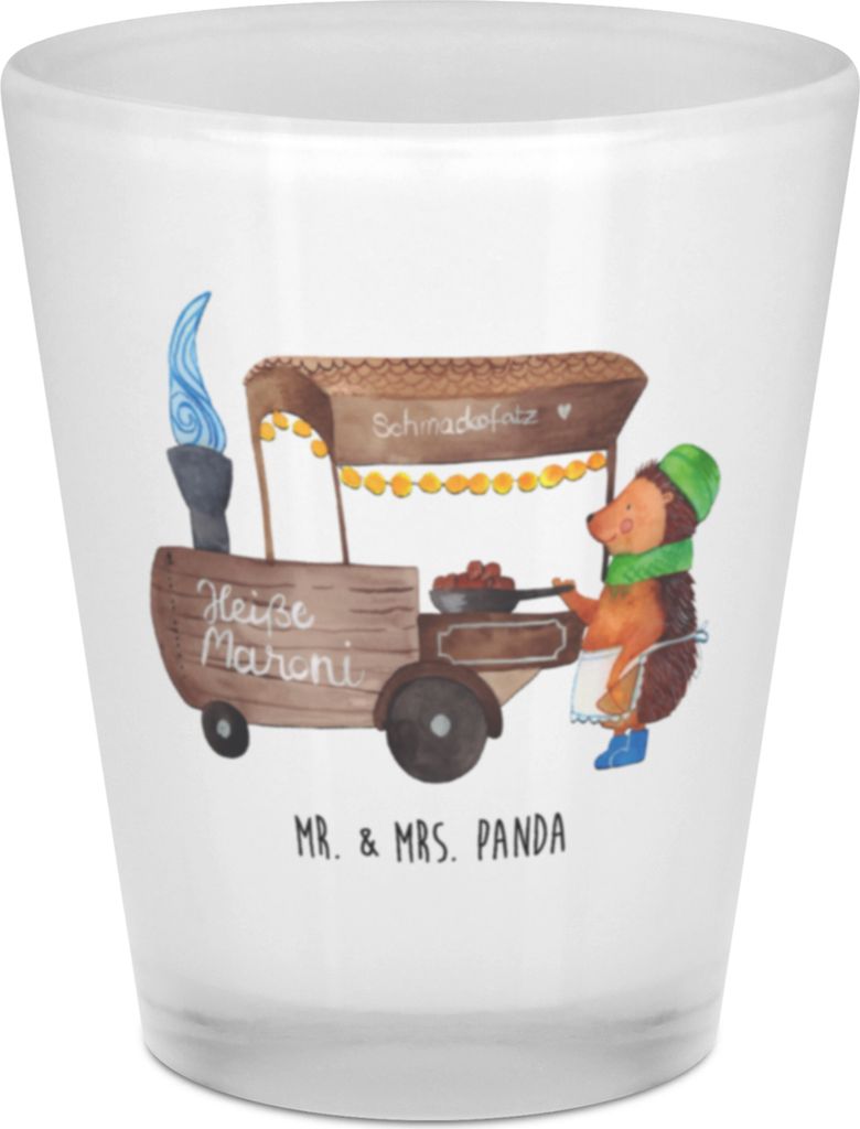 Mr. & Mrs. Panda Gläschen Igel Maronen - Transparent - Geschenk, Weihnachtsmarkt, Schnapserl, Shot Glas, Likör, Shotglas, Kastanien, Duft, Schnap...