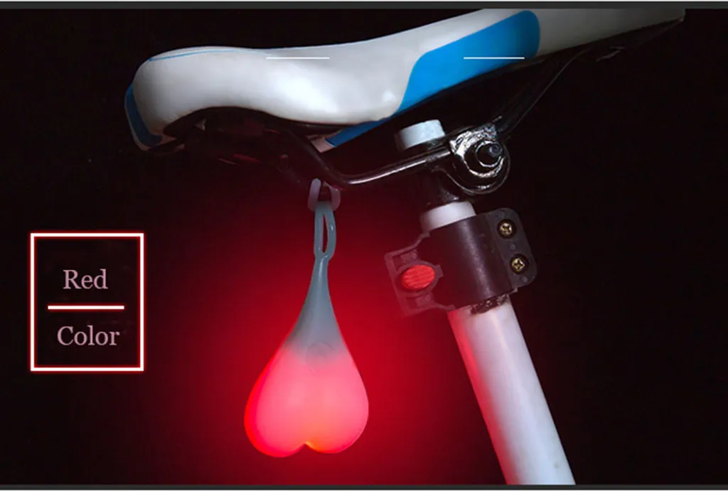 Luce LED Bici Cuore Silicone Rosso - Warning Light Bike Tail Accessory