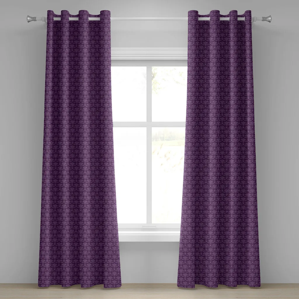 Rideau à œillets aubergine motif damassé ABAKUHAUS 2 panneaux 280x245 cm