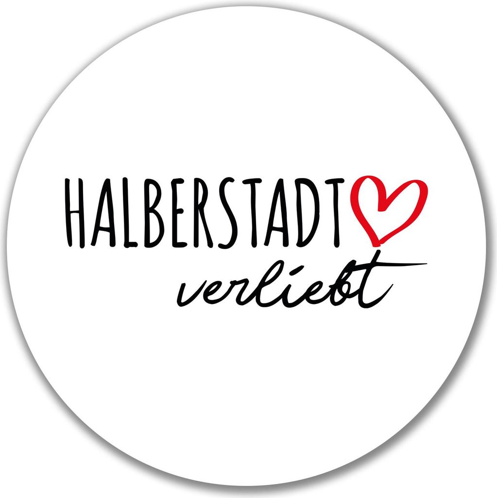 Huuraa Aufkleber Halberstadt verliebt 10cm rund Sticker Geschenkidee