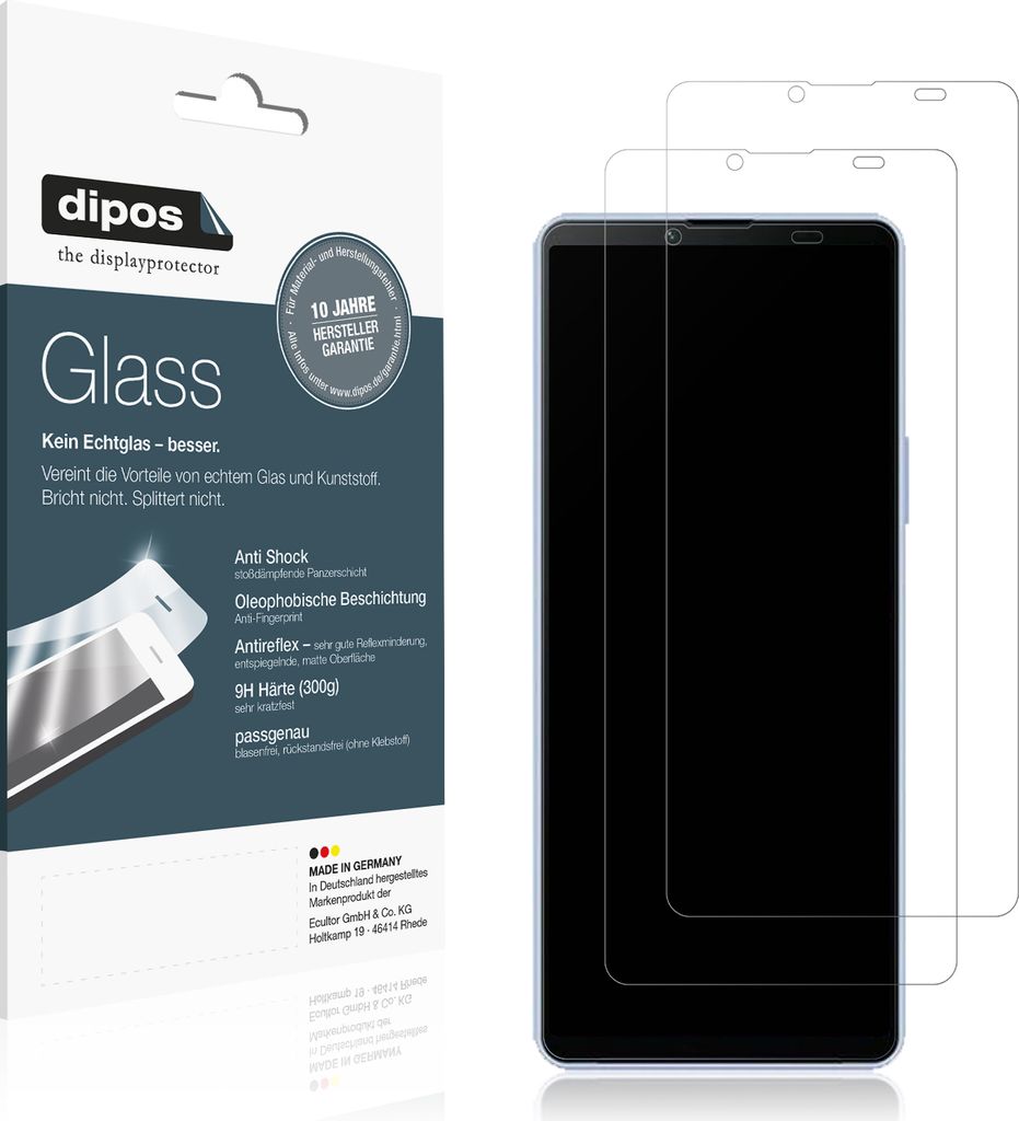 2x Schutzfolie für Sony Xperia 10 V matt - Anti-Shock 9H Folie dipos Glass