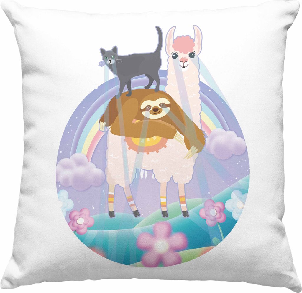 Trendation - Verrückte Deko-Kissen mit Füllung 40x40 Geschenk Katze Llama Faultier Geschenkidee für Frauen (Blau)