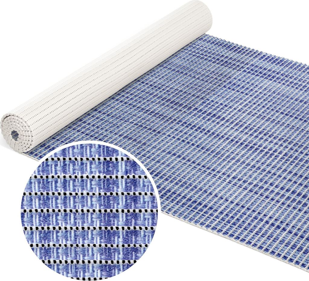 Badematte Anti-Rutsch-Matte Weichschaummatte Leinenoptik Badvorleger blau Breite 65 cm Länge 100 cm