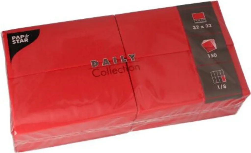 Serviettes en papier rouge 3 plis 32x32 cm PAPSTAR pour table et buffet