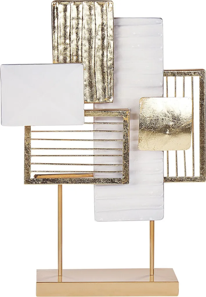 Objet de décoration moderne en métal doré et blanc pour salon chic 44cm
