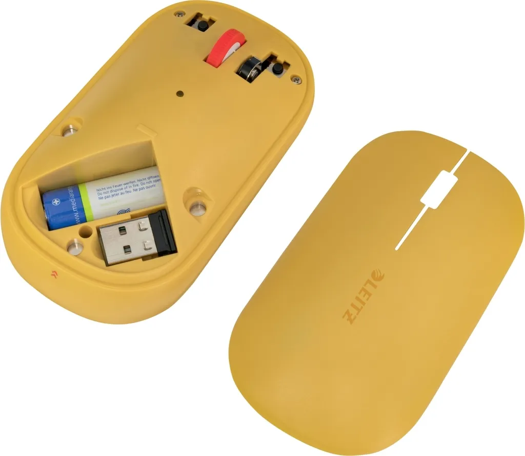 Souris sans fil Leitz Cosy Jaune pour télétravail et bureau ergonomique