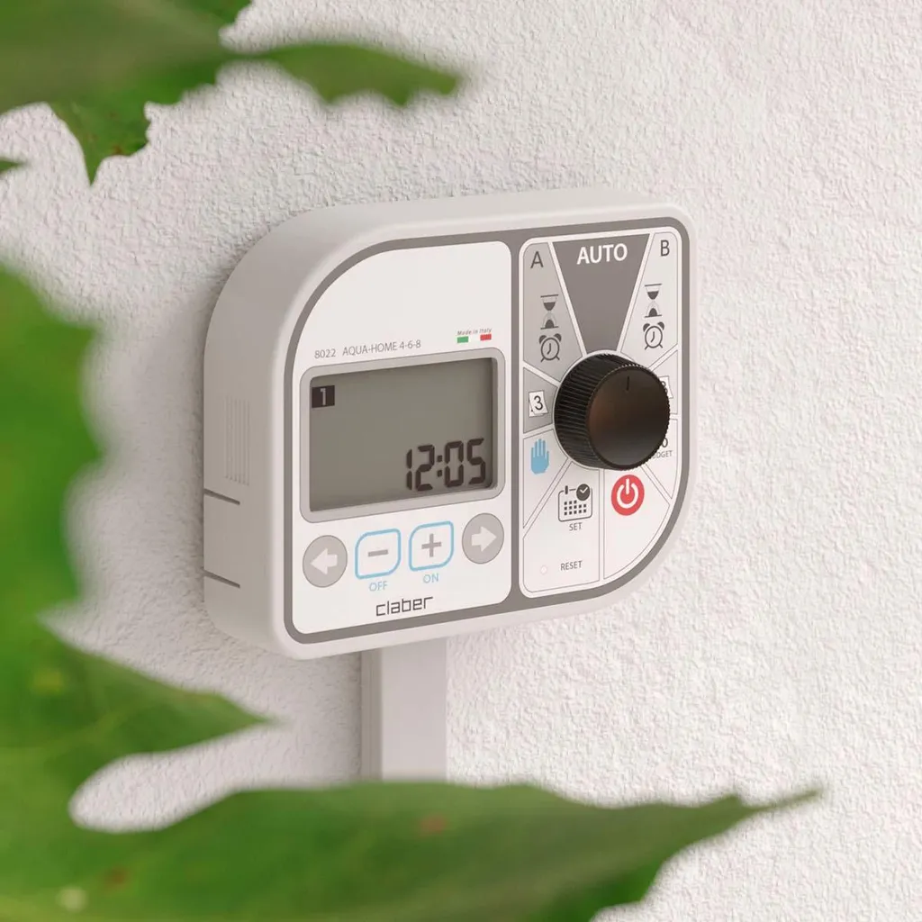 Programmateur d'arrosage mural Claber Aqua-Home 4-6-8 pour électrovanne