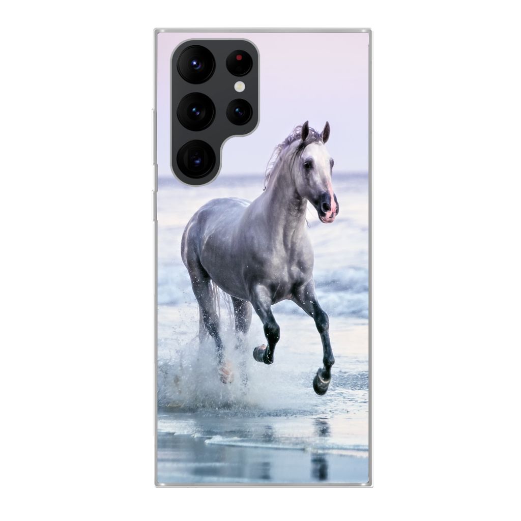 MuchoWow Handyhülle Schutzhülle Hülle für Samsung Galaxy S22 Ultra Pferd - Pilz - Strand Silikon Softcase Handy Hülle - Abbildung