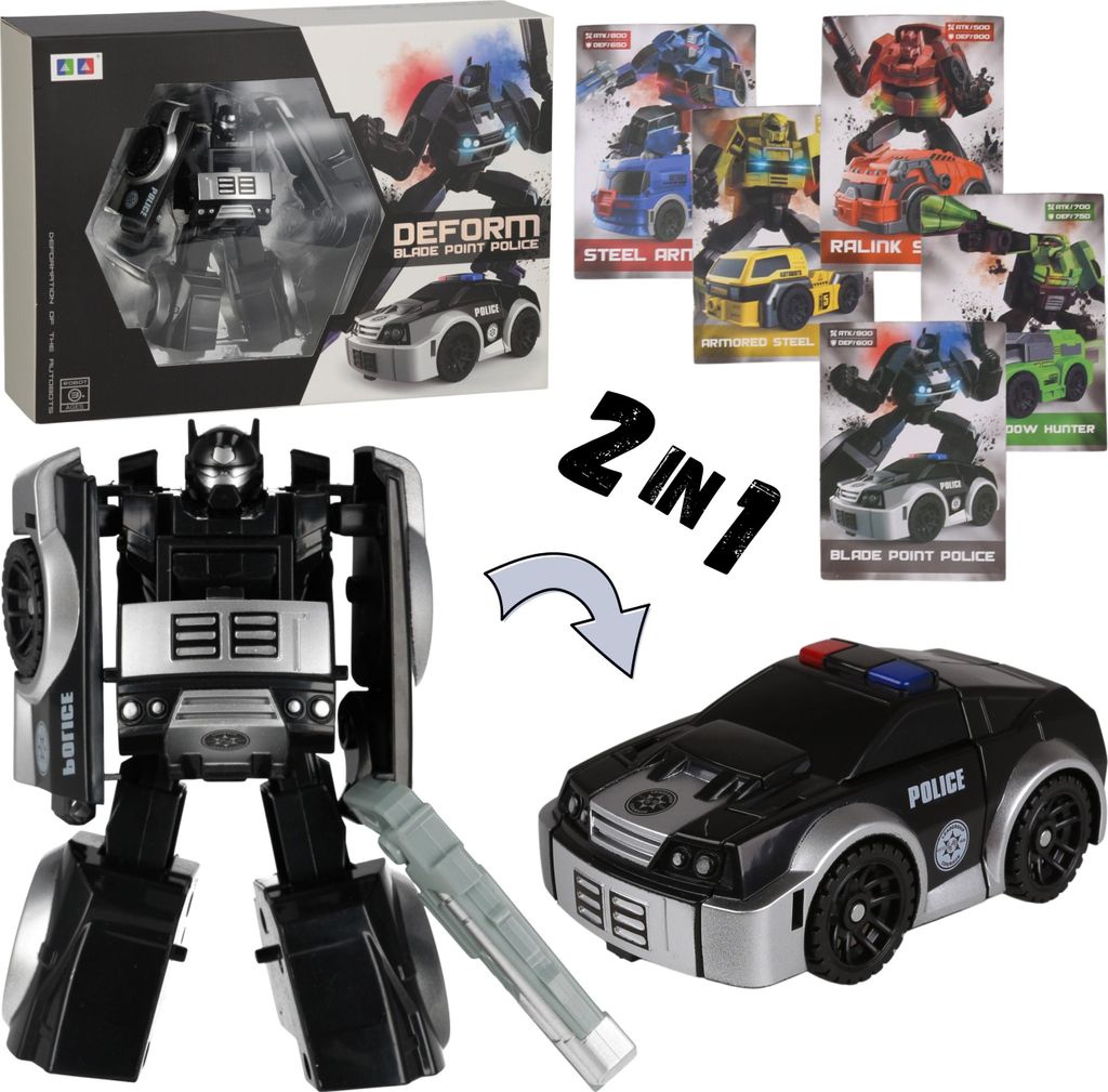 Verwandlungs-Spielzeugroboter + Karten, 2-in-1 Auto-Roboter, Kinderspielzeug 3+