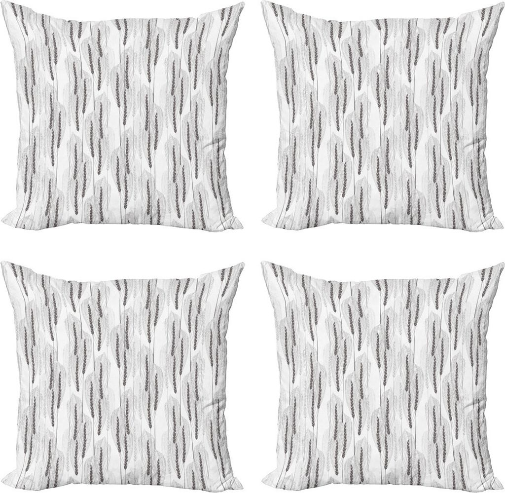 ABAKUHAUS Ernte Kissenbezug Set (4 Stück), Weizen Zweige Botanical, Moderner Doppelseitiger Digitaldruck, 60 cm x 60 cm, Grau Pale Taupe