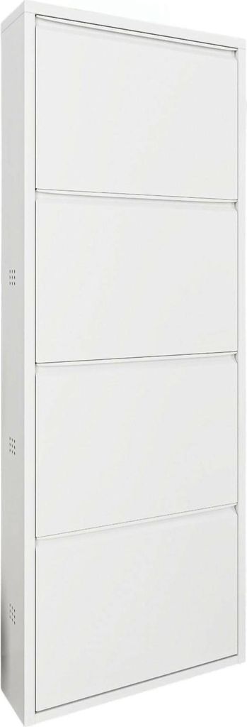 Dmora Schuhschrank Gonzalo 50x15x138 cm Weiß, 8 Paar, 4 Fächer