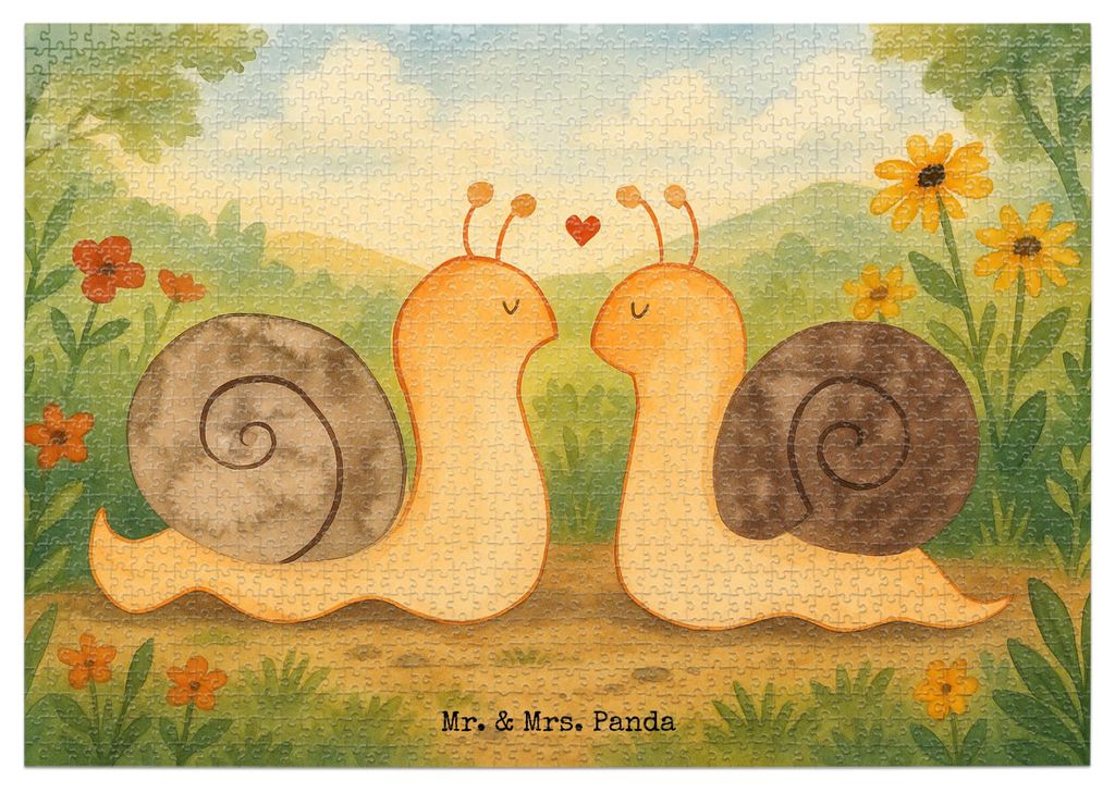 Mr. & Mrs. Panda Puzzle Schnecken Liebe Design 1500 Teile - Weiß - Geschenk, Paar, Zufrieden, 300, 2000, Pärchen, glücklich, Puzzlespiel, Verlie...