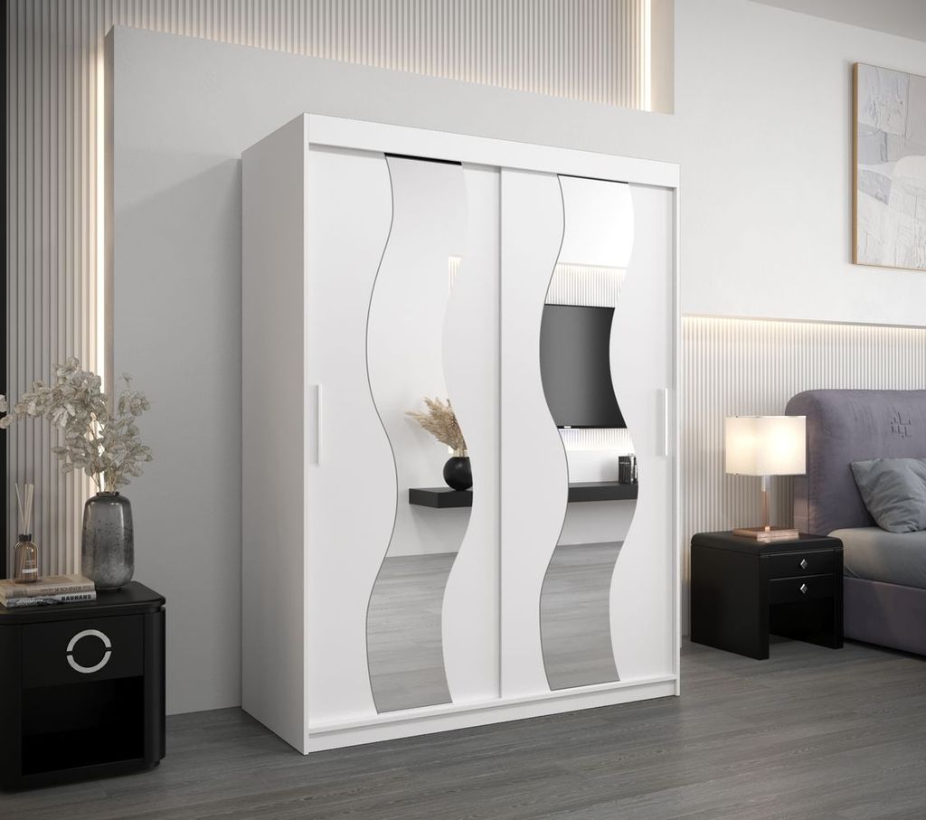 Kleiderschrank mit Spiegeln IRMA – Breite 150 cm, weiß