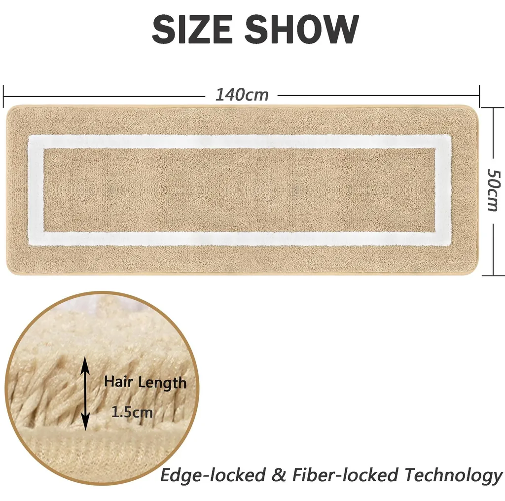 Tapis de bain pour double vasque grand format beige et doux - 2