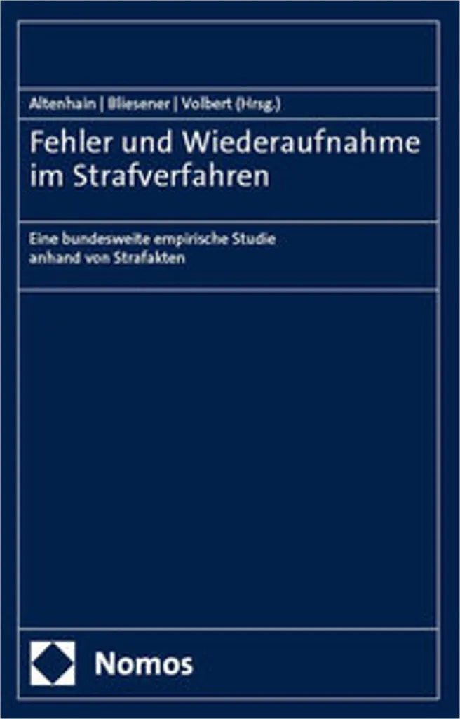 Livre de Droit Pénal : Fehler und Wiederaufnahme im Strafverfahren Allemand