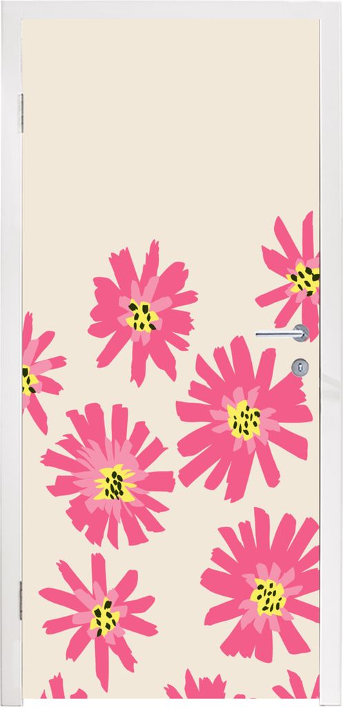 MuchoWow Türtapete Selbstklebende Türfolie Blumen - Muster - Minimalismus 85x215 cm Türposter Türaufkleber Klebefolie Türklebefolie - Aufkle...