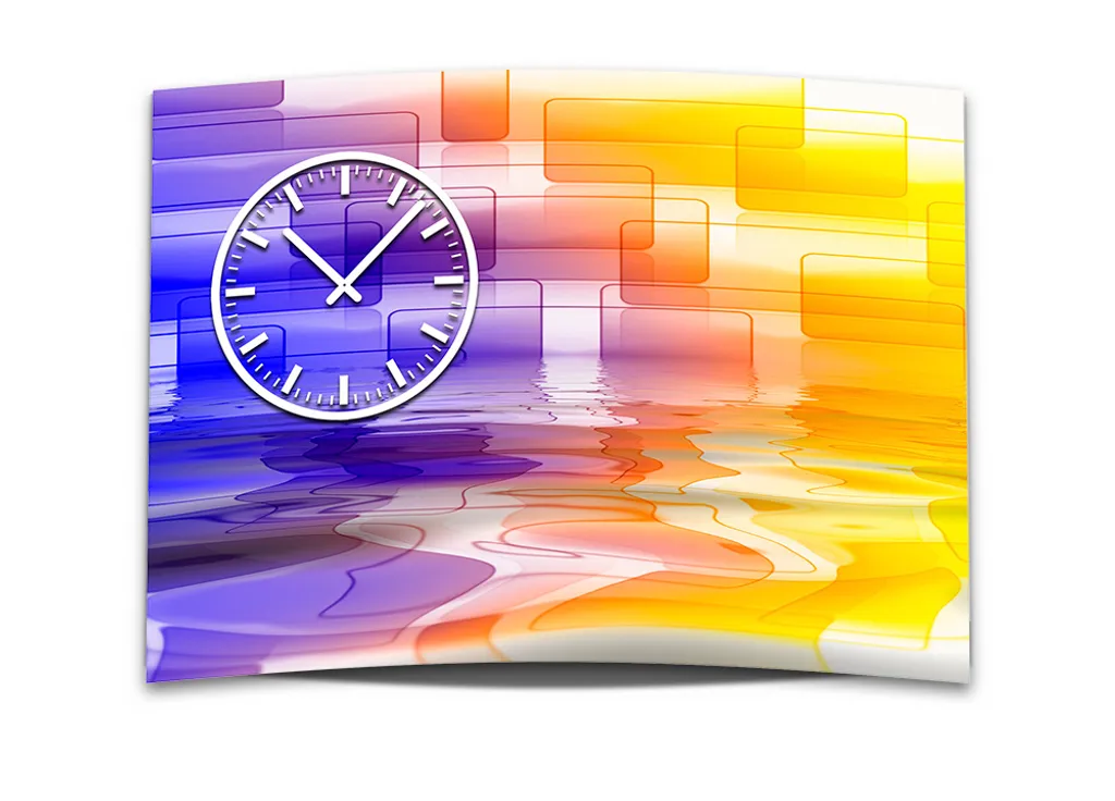 Horloge murale XXL 3D moderne Dixtime jaune et violet 50x70 cm GR-032
