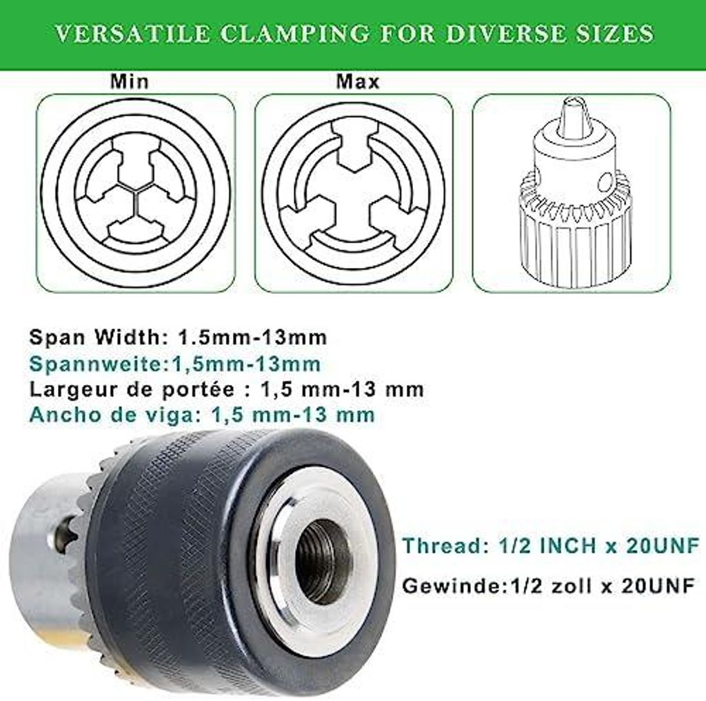 Bosch Zahnkranzbohrfutter 1,5 - 13 mm, 1/2 - 20, für Rechts-/Linkslauf Bosch Zahnkranzbohrfutter 1,5 - 13 mm, 1/2 - 20, für Rechts-/Linkslauf