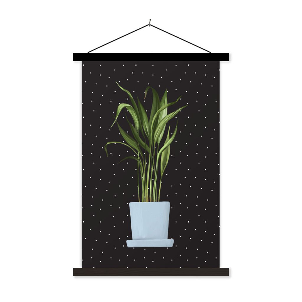 MuchoWow Textilposter Pflanzen - Blumentopf - Dots 60x90 cm mit schwarzem Rahmen - Poster Wohnzimmer