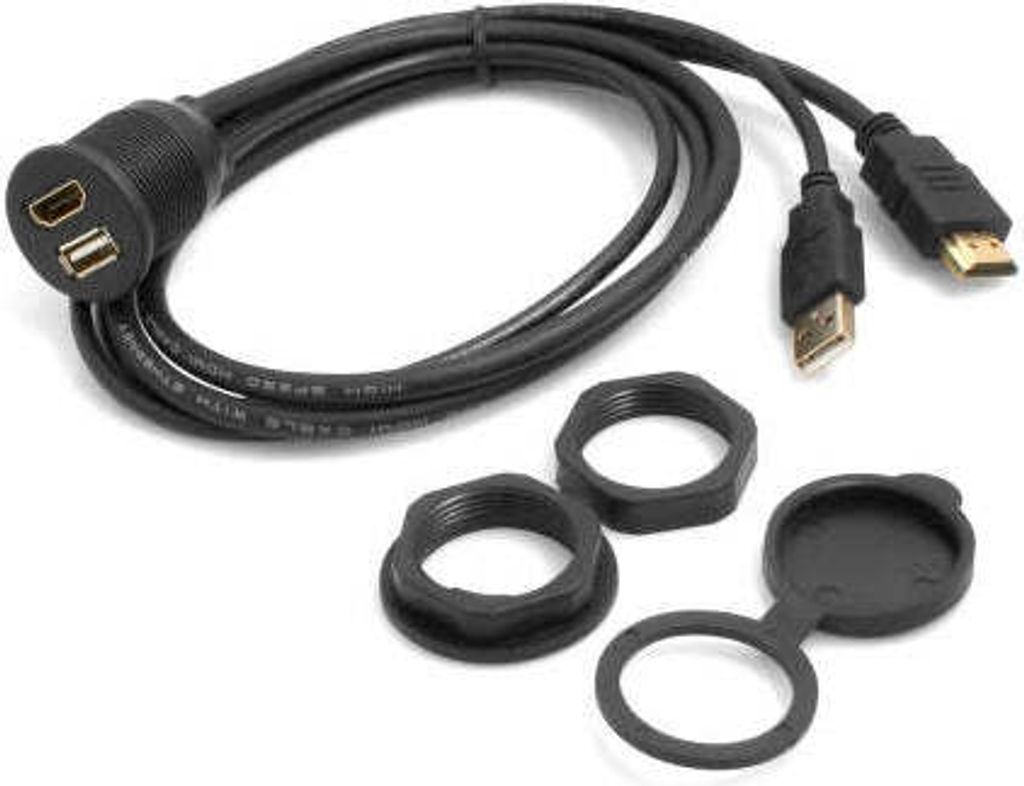 SYSTEM-S USB A und HDMI Verlängerungskabel Einbaubuchse Kabellänge 99 cm