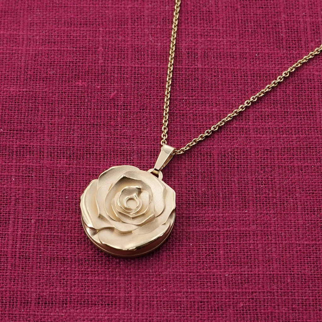 Collier Médaillon Rose Hypoallergénique Argent 925 Doré - Bijou Durable