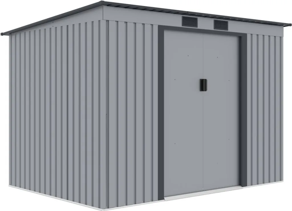 Cabanon de jardin métallique PRESCOT gris clair, 4,72m², 261x181cm