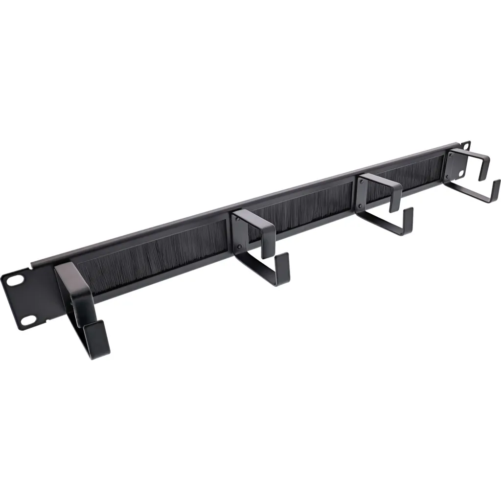 Panneau de gestion de câbles 19'' avec 4 anneaux de guidage 1U Noir