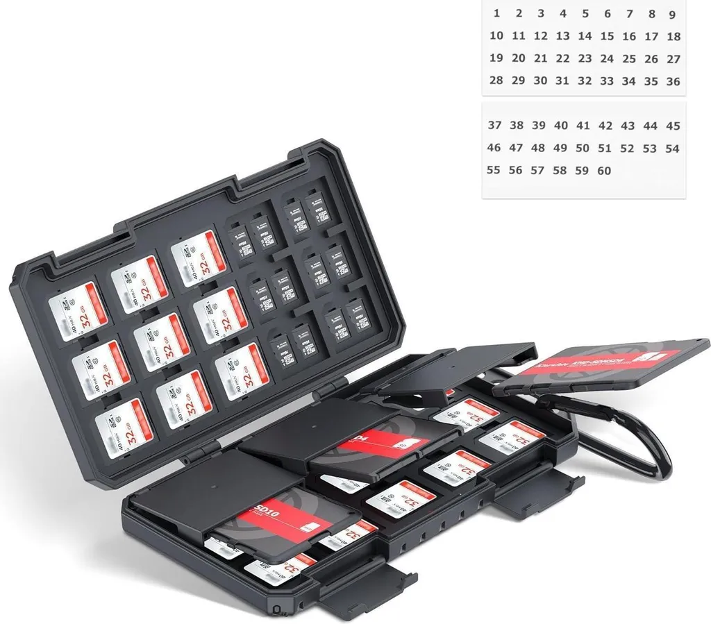 Rangement pour cartes SD avec 3 étuis format carte de crédit en noir