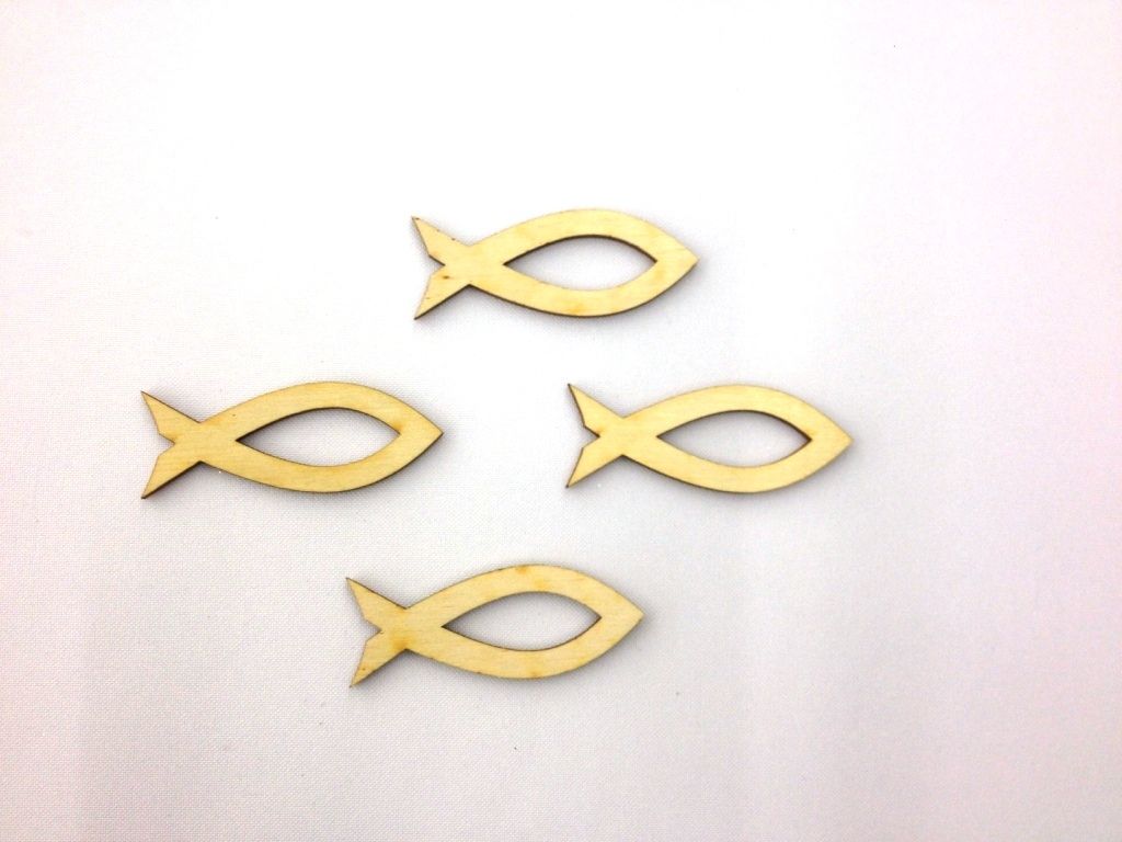 5 Fische mit Ausschnitt Holz Christlicher Fisch 60 mm