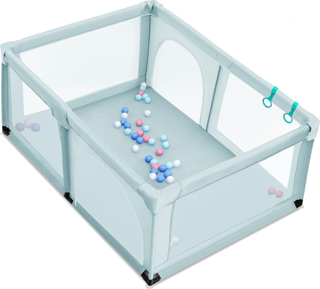 GOPLUS Baby Laufstall mit 50 Spielbällen, Krabbelgitter für Kleinkinder & Säulinge, stabiler Laufgitterzelt mit atmungsaktivem Netz, Reisebett m...