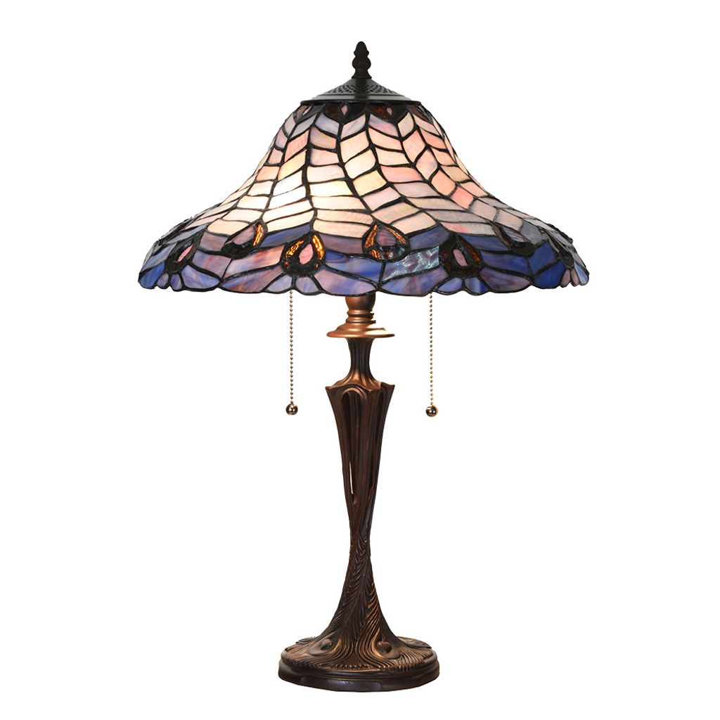 Clayre & Eef Tiffany Tischlampe Ø 40x60 cm Blau Violett Glas