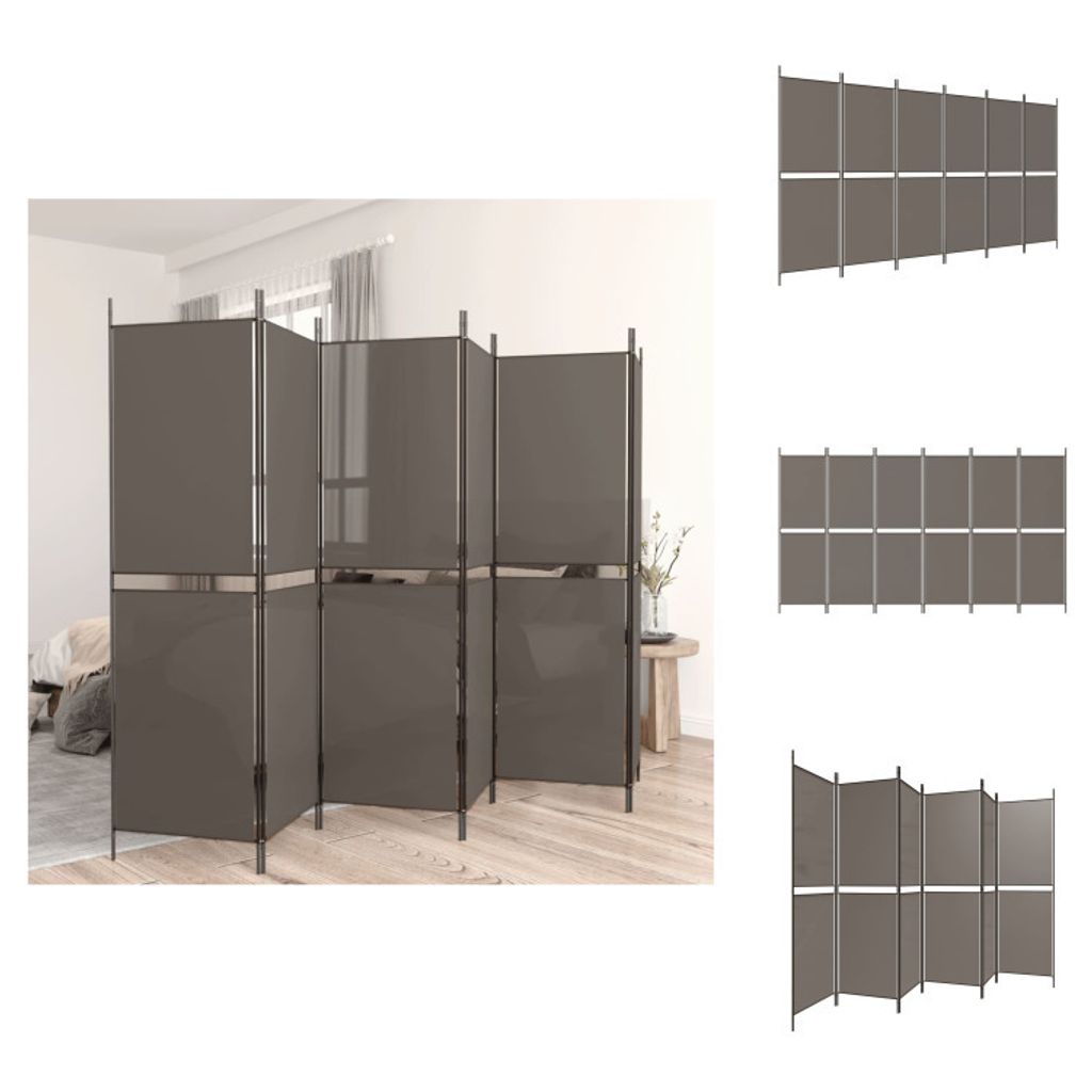 vidaXL 6-tlg. Paravent Anthrazit 300x220 cm Stoff - Raumteiler