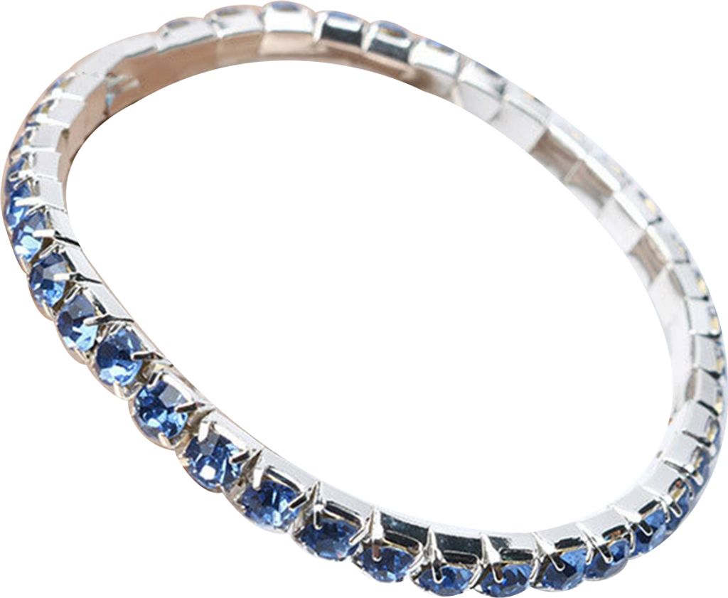 s Damen-Armband, einreihig, voller Strass-Intarsien, elastischer Armreif, Schmuck-Blau