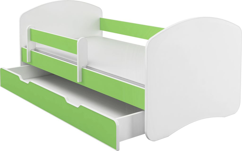 Kinderbett Jugendbett mit Matratze in Weiß / Grün ACMA II Produktbild 1