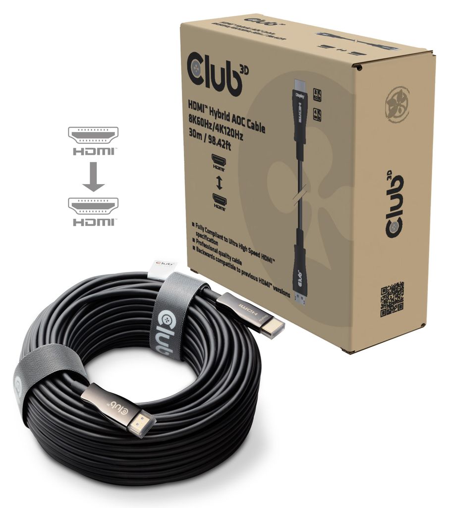 Club3D HDMI-Kabel A -> A 2.1 aktiv opt. 8K60Hz UHD 30 Meter retail